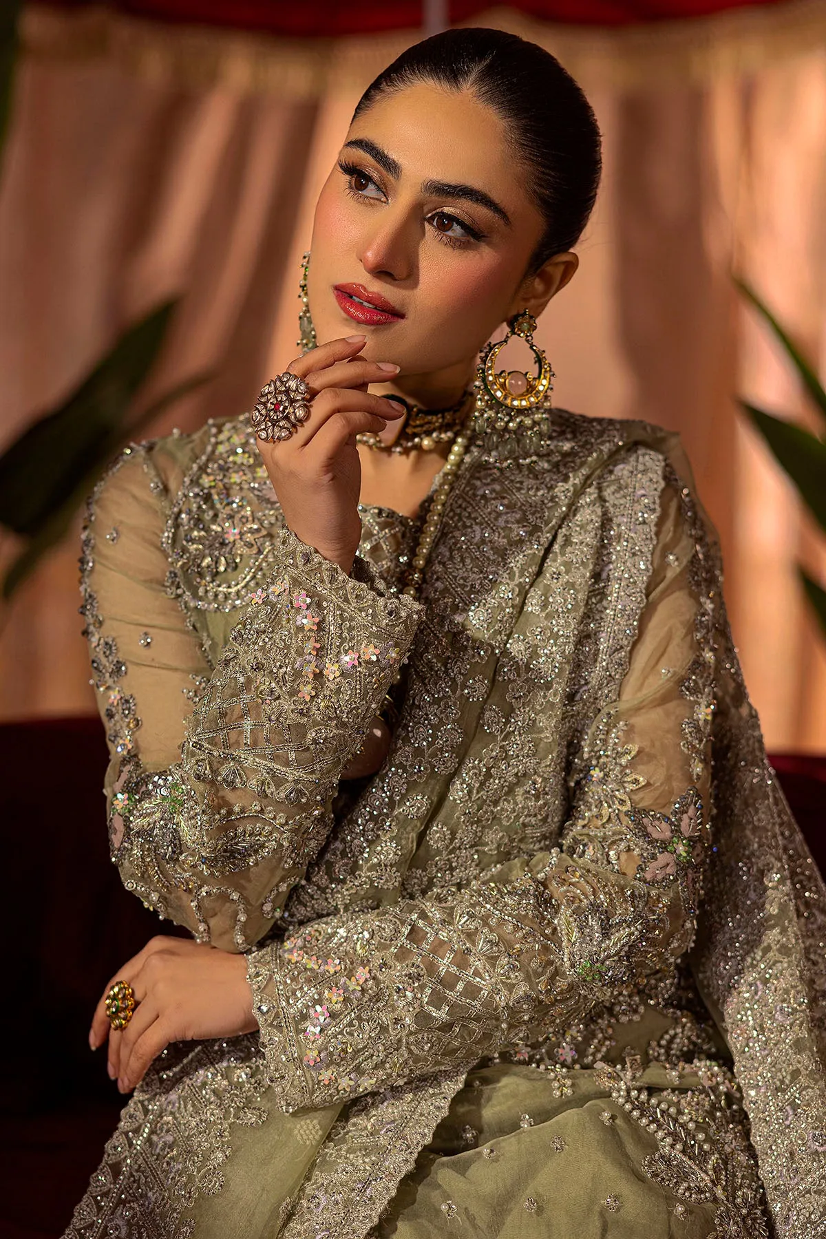 0016-MEERAZ EMBROIDERED ORGANZA STITCHED
