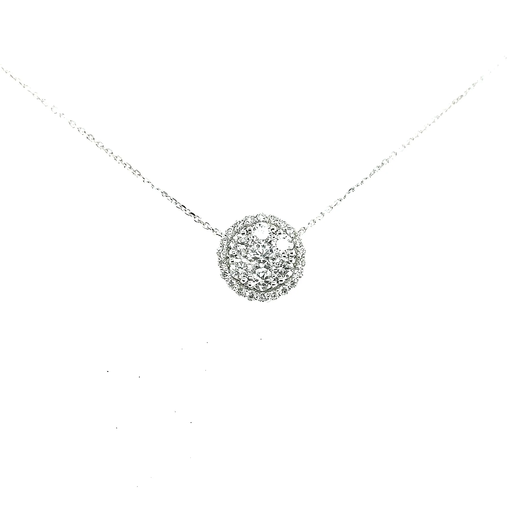18K Gold And Diamond Round Solitaire Necklace