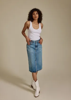 Abbey Midi Skirt With Slit Front || Kemp