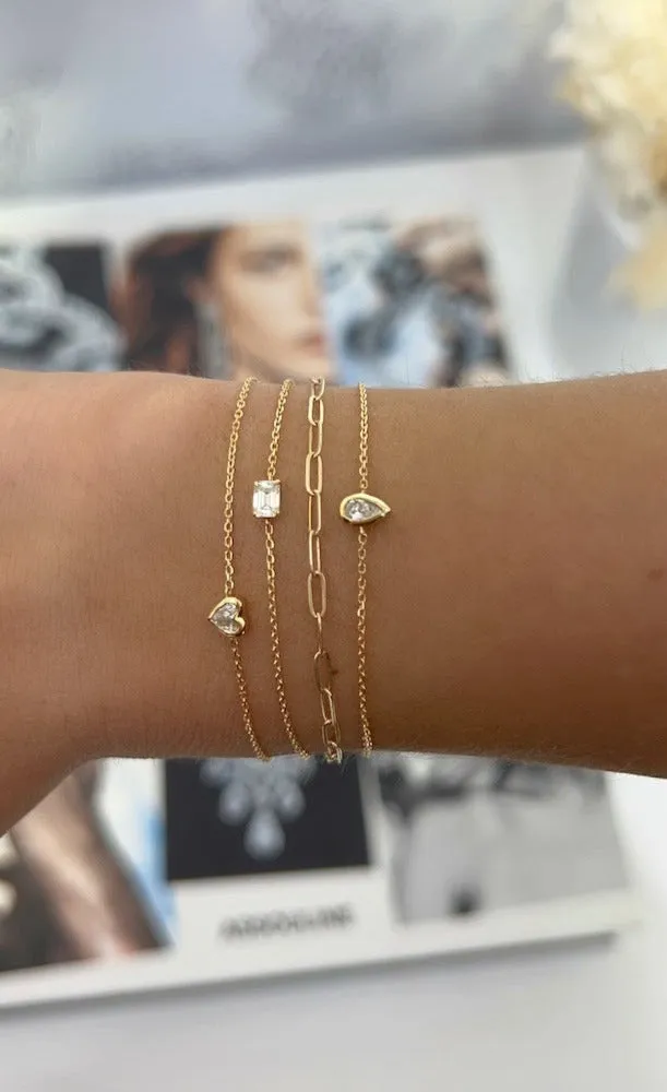 Adjustable Bezel Diamond Pear Bracelet