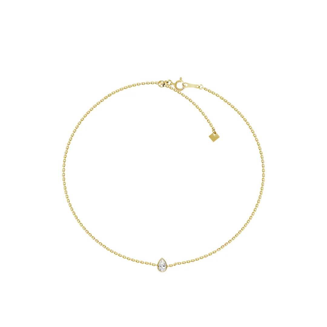 Adjustable Bezel Diamond Pear Bracelet