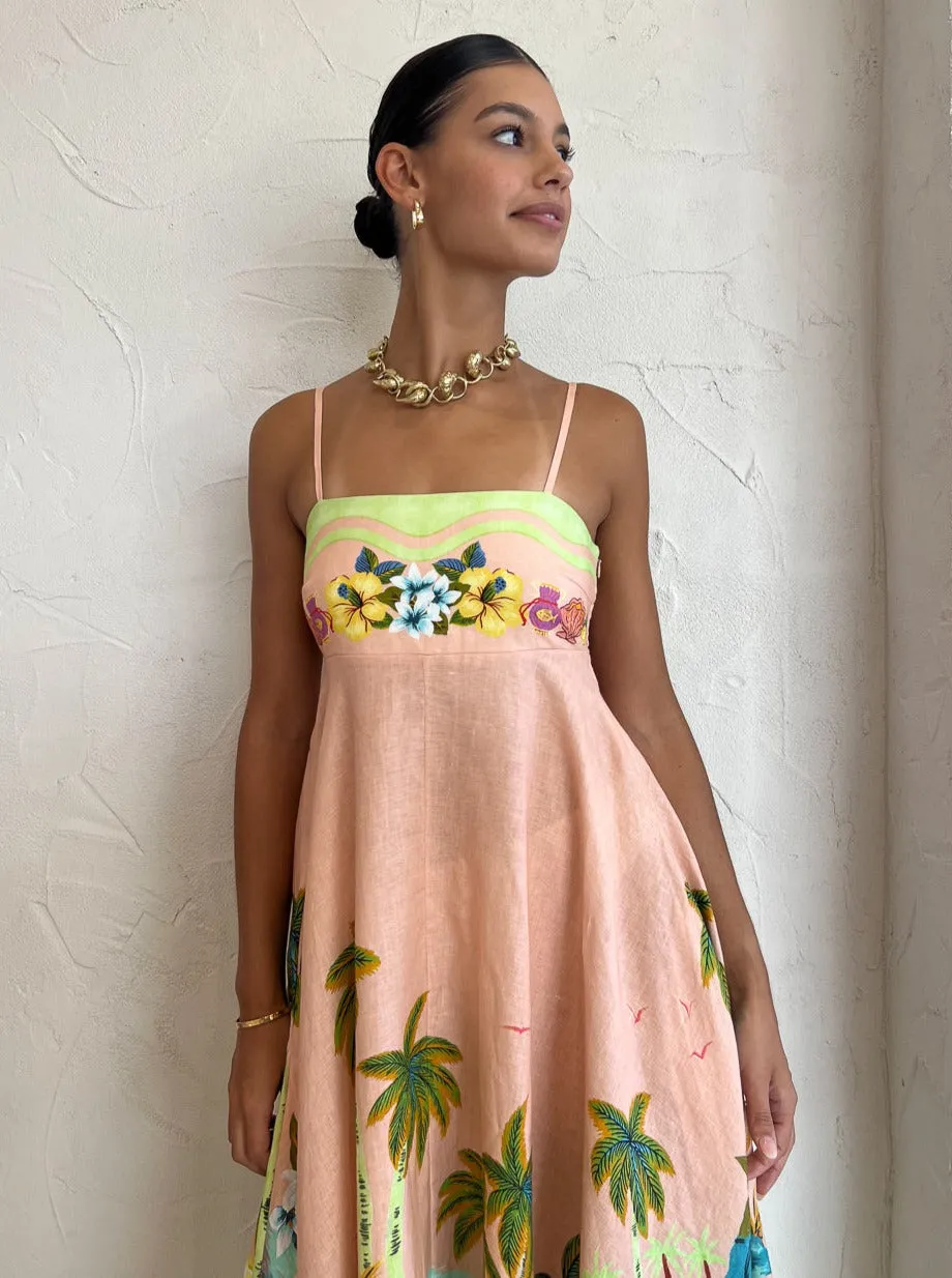 Alemais Mermaid Point Sundress in Guava