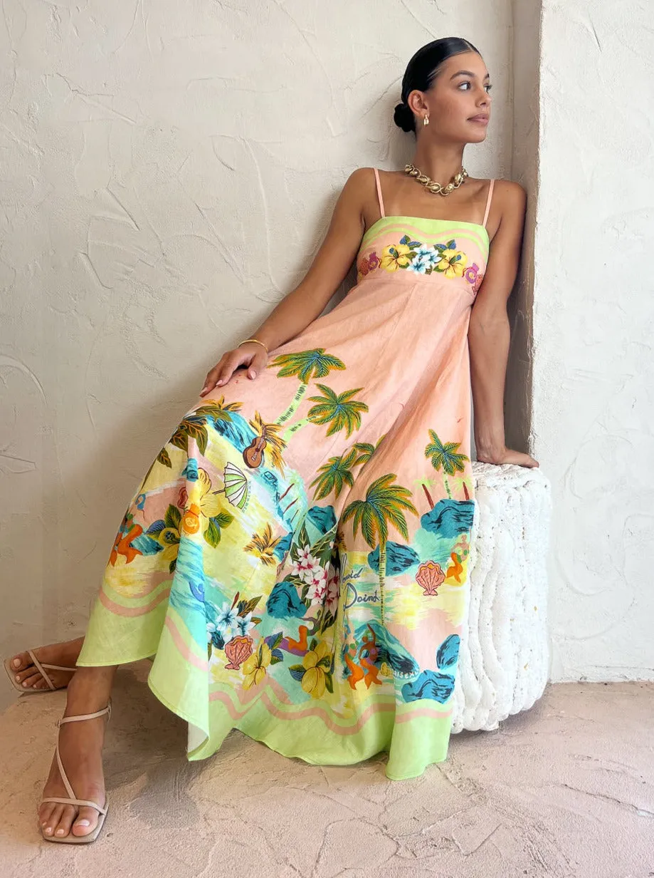 Alemais Mermaid Point Sundress in Guava