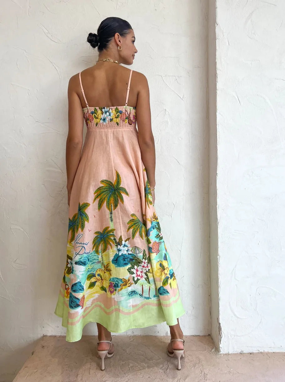 Alemais Mermaid Point Sundress in Guava