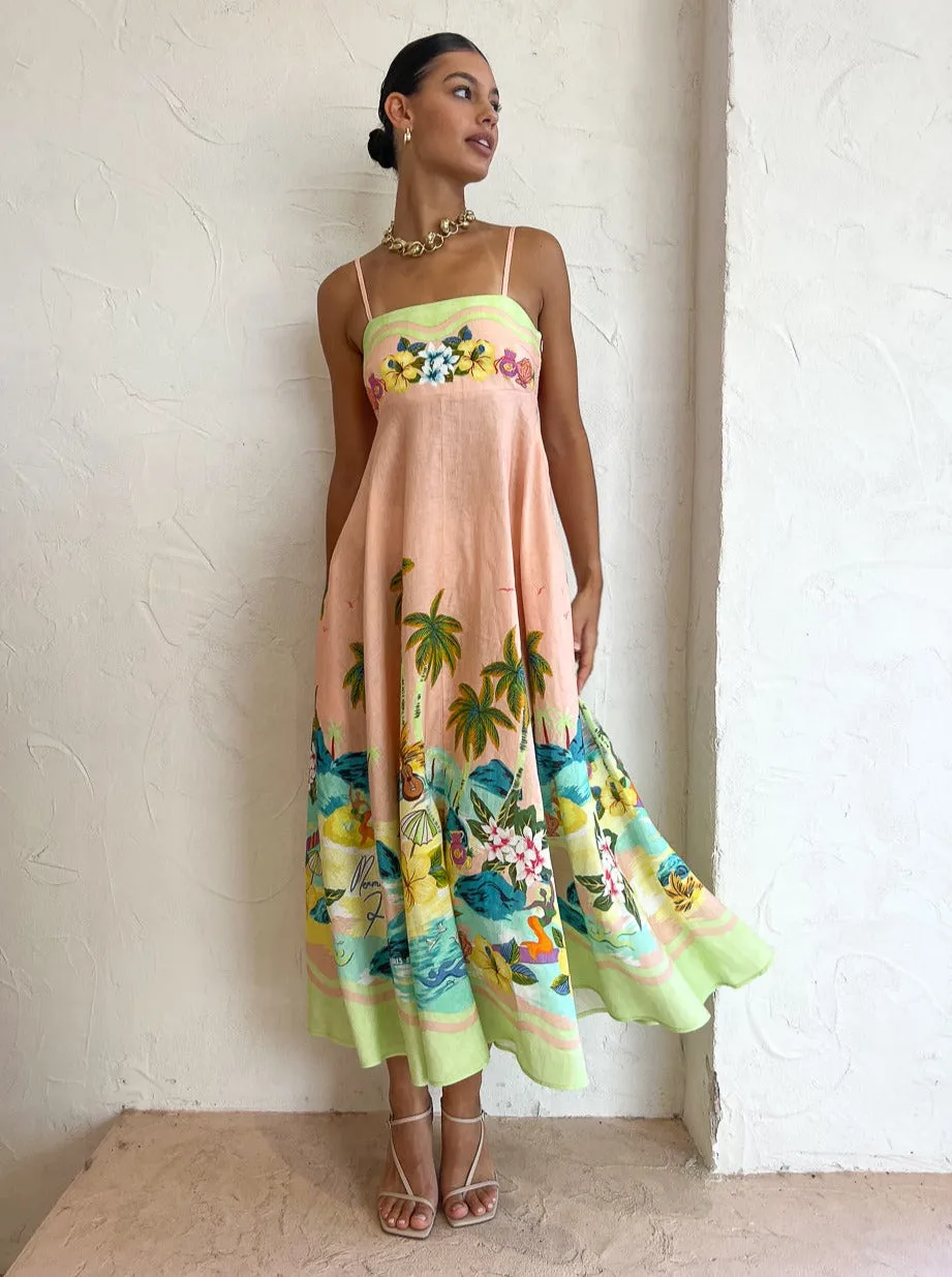 Alemais Mermaid Point Sundress in Guava