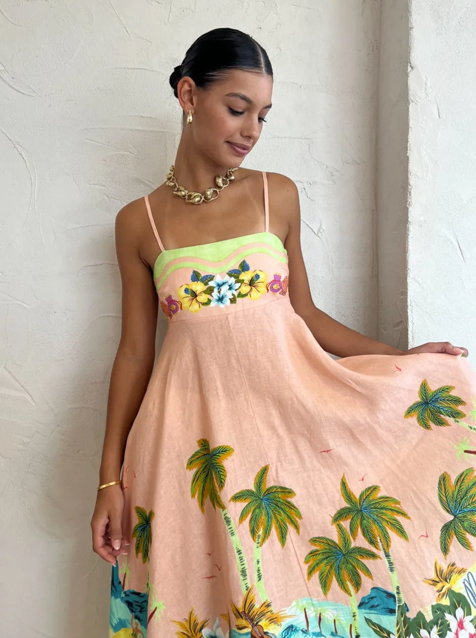 Alemais Mermaid Point Sundress in Guava