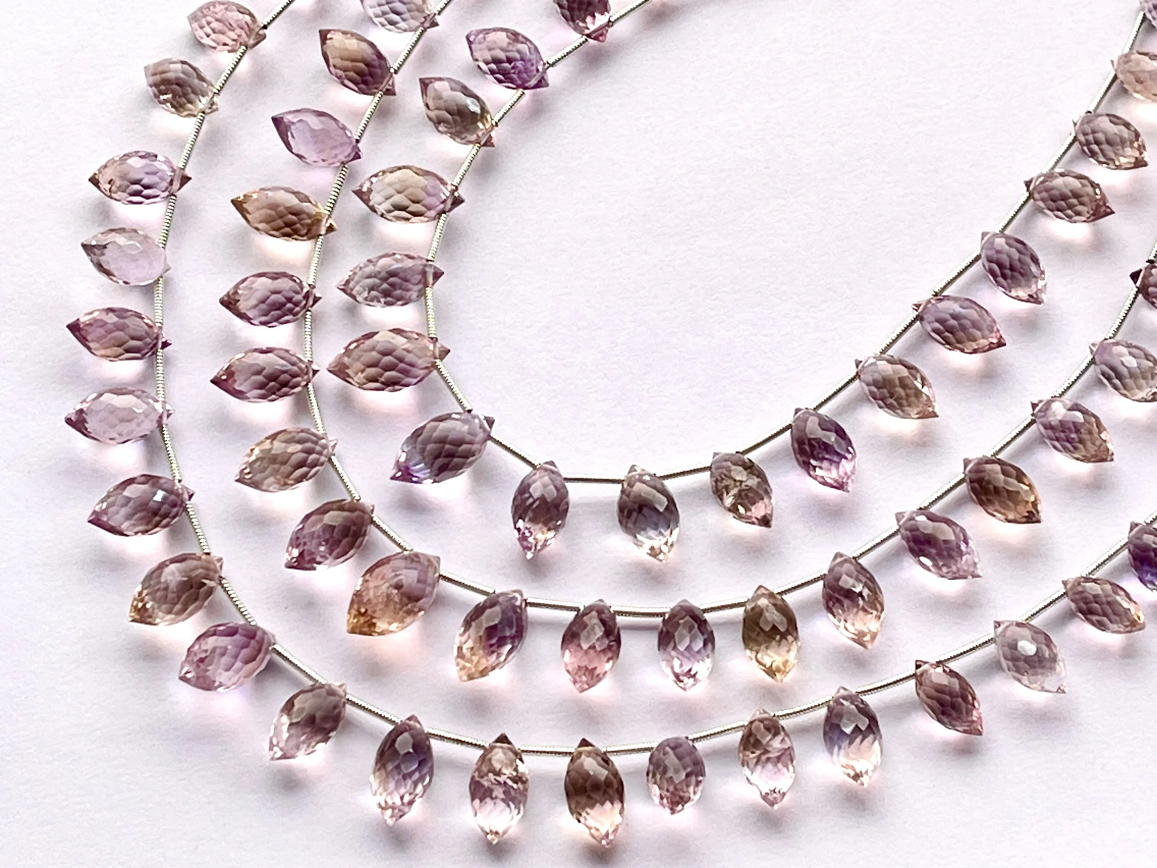 Ametrine Faceted Olive shape Drops