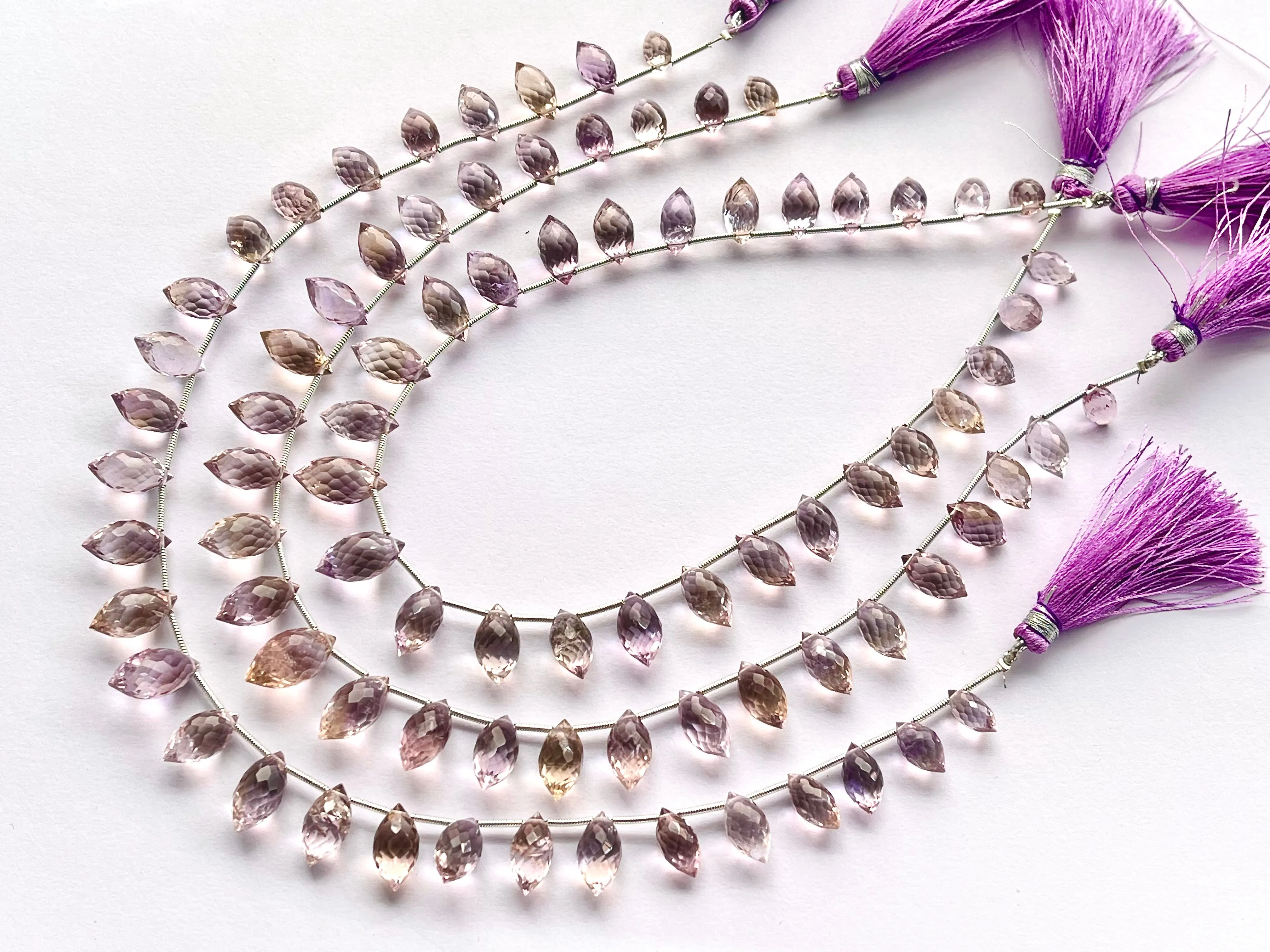 Ametrine Faceted Olive shape Drops