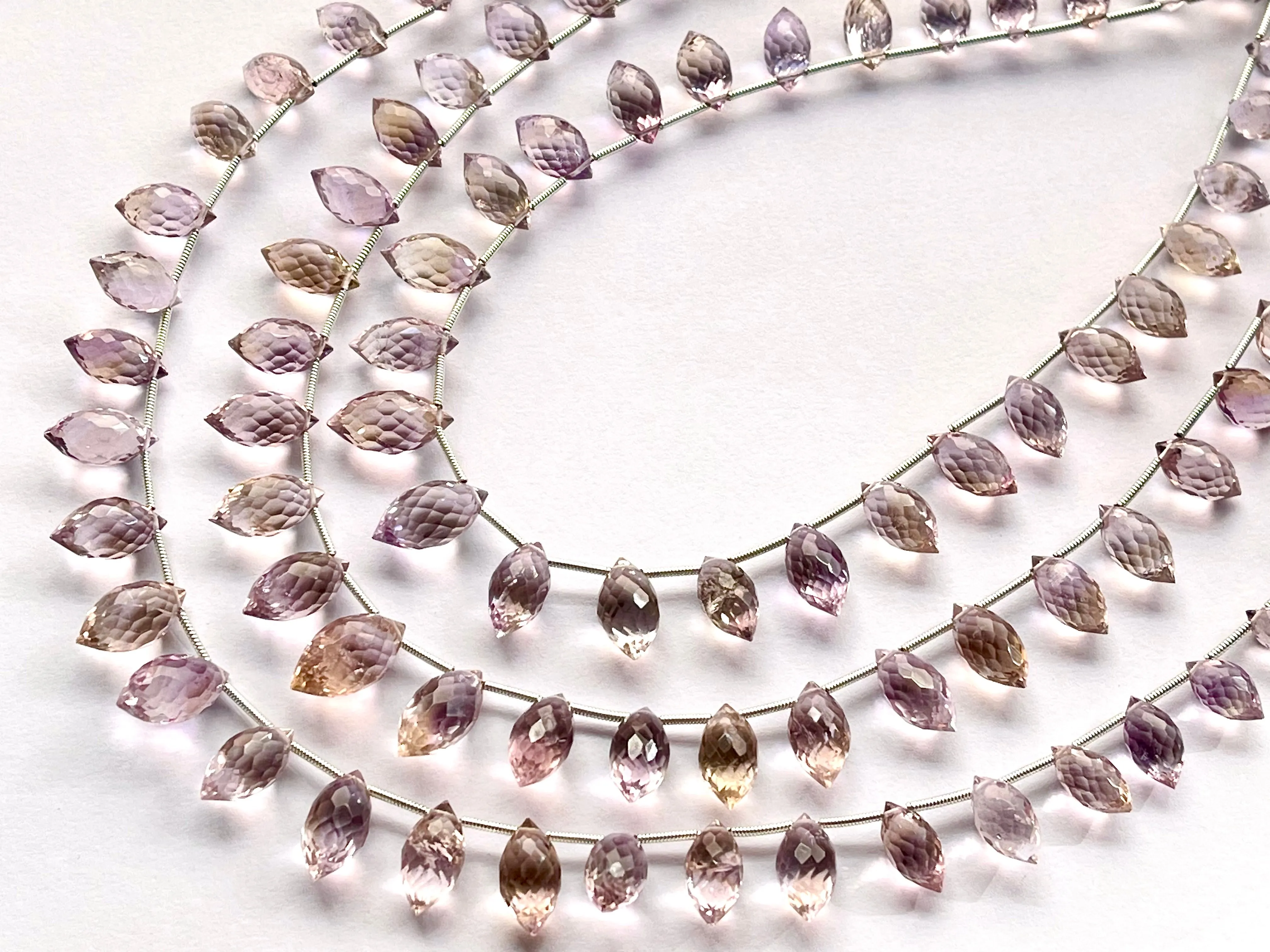Ametrine Faceted Olive shape Drops