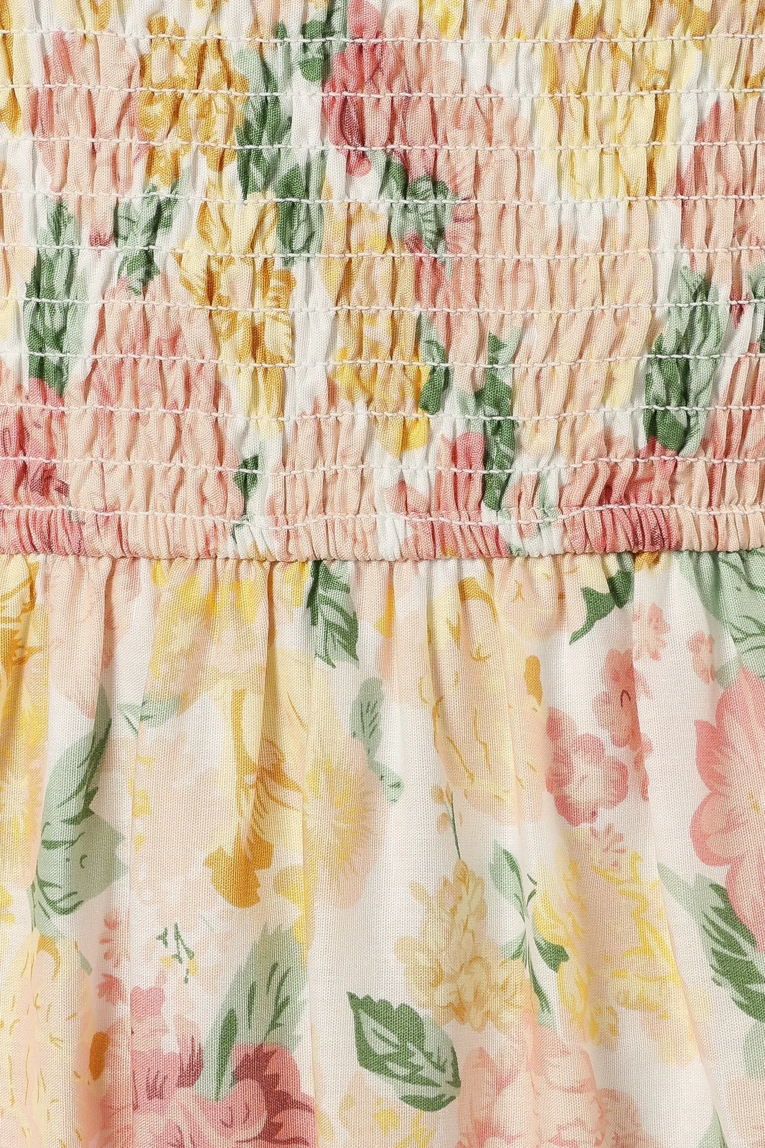 Bella Floral Ruffle Midi Dress - Pink/Yellow