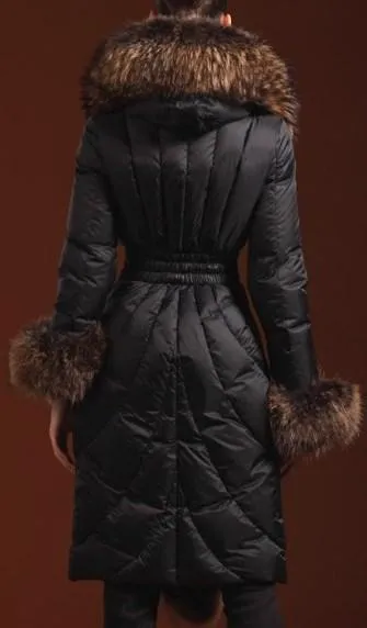 Belted Fur-Trim Puffer Coat