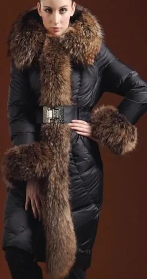 Belted Fur-Trim Puffer Coat