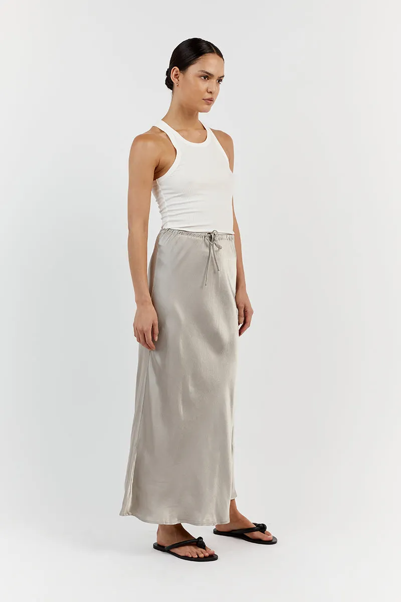 BOBBY PEWTER SATIN BIAS CUT SKIRT