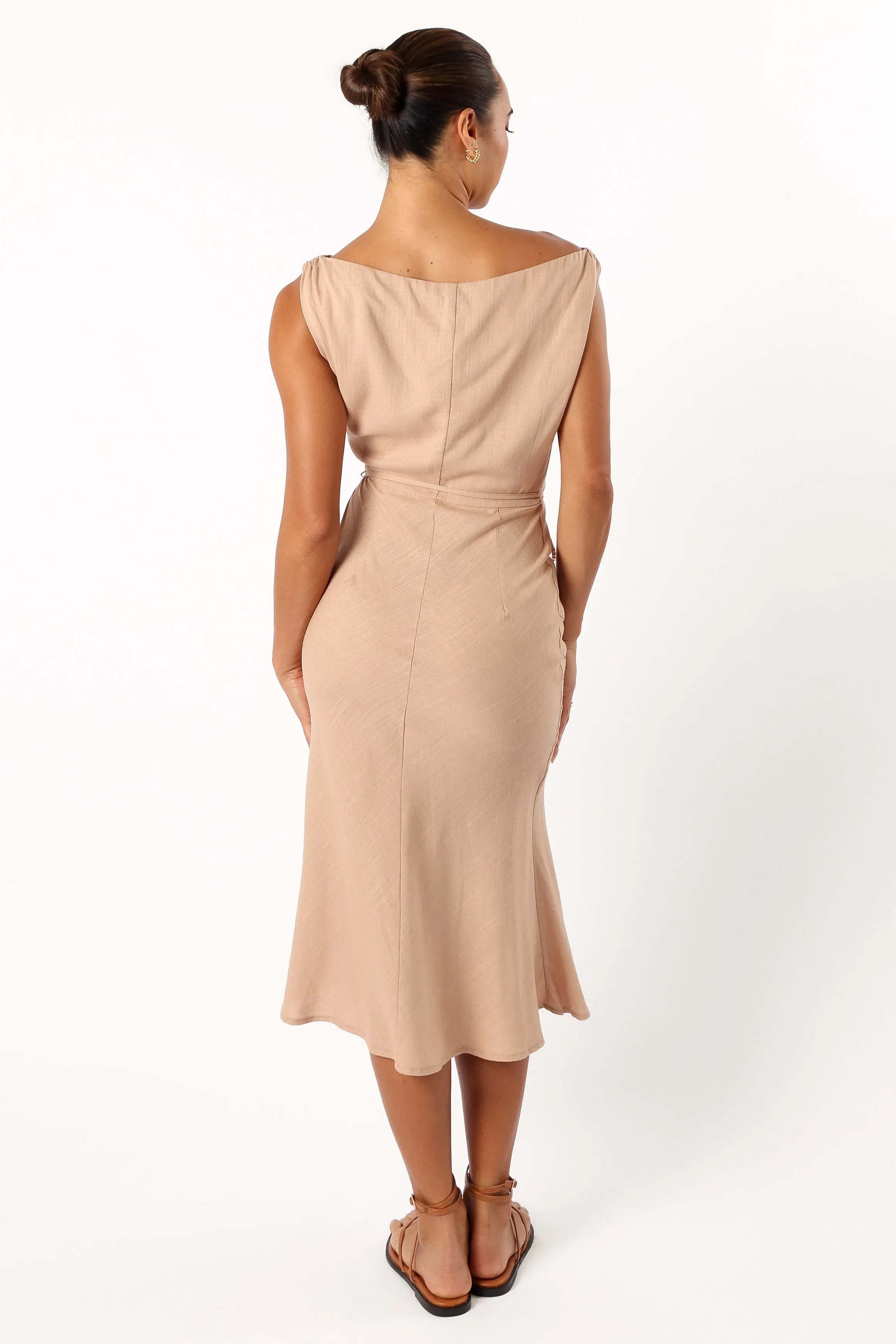 Calista One Shoulder Midi Dress - Sand
