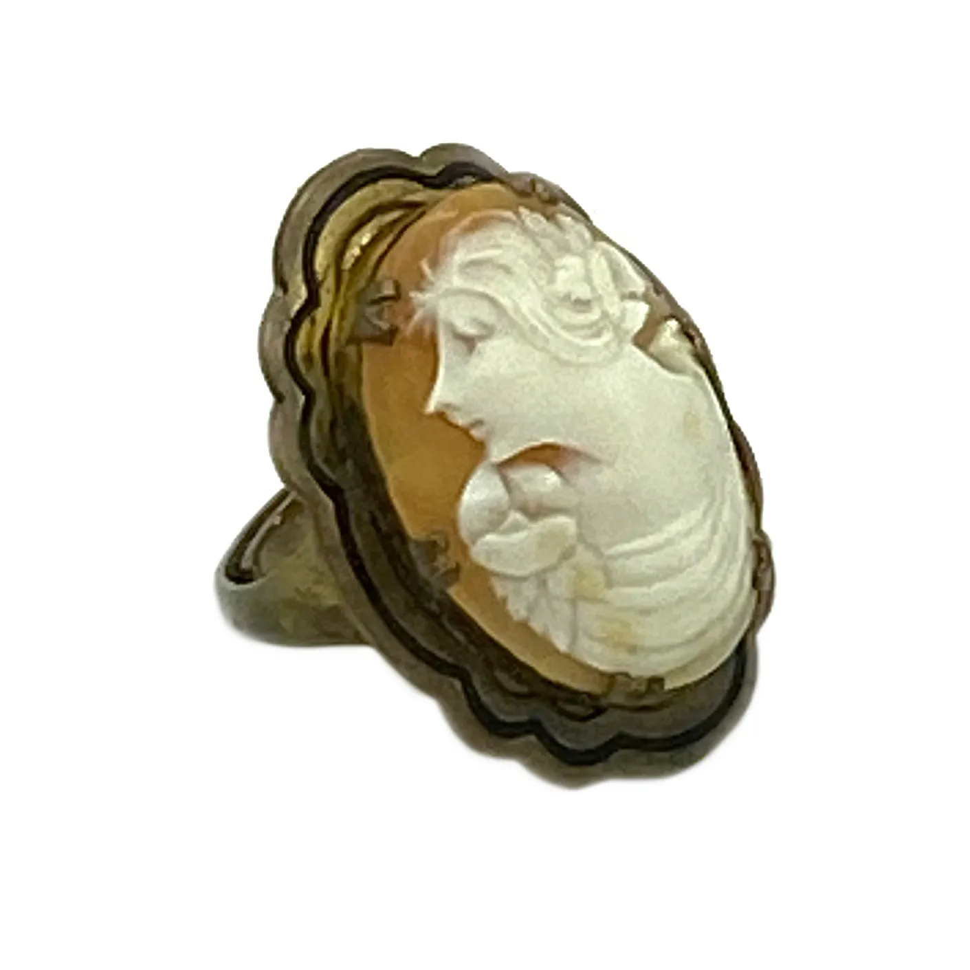 Carved Cameo Adjustable Ring
