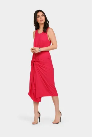 Cerise Pink Twist Front Midi Dress