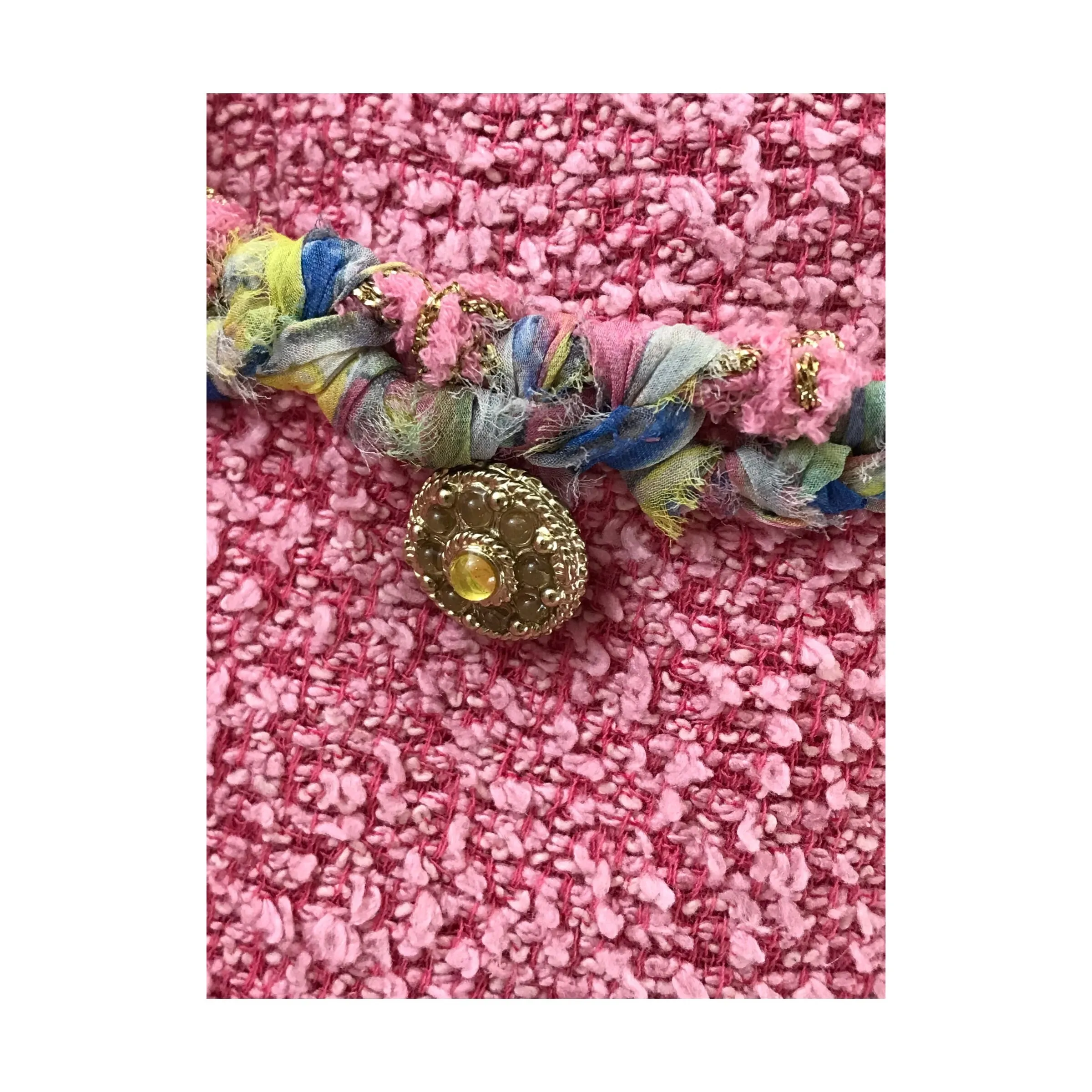 Chanel Gold and Pink Pastels Tweed Cropped Jacket