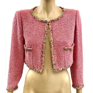 Chanel Gold and Pink Pastels Tweed Cropped Jacket