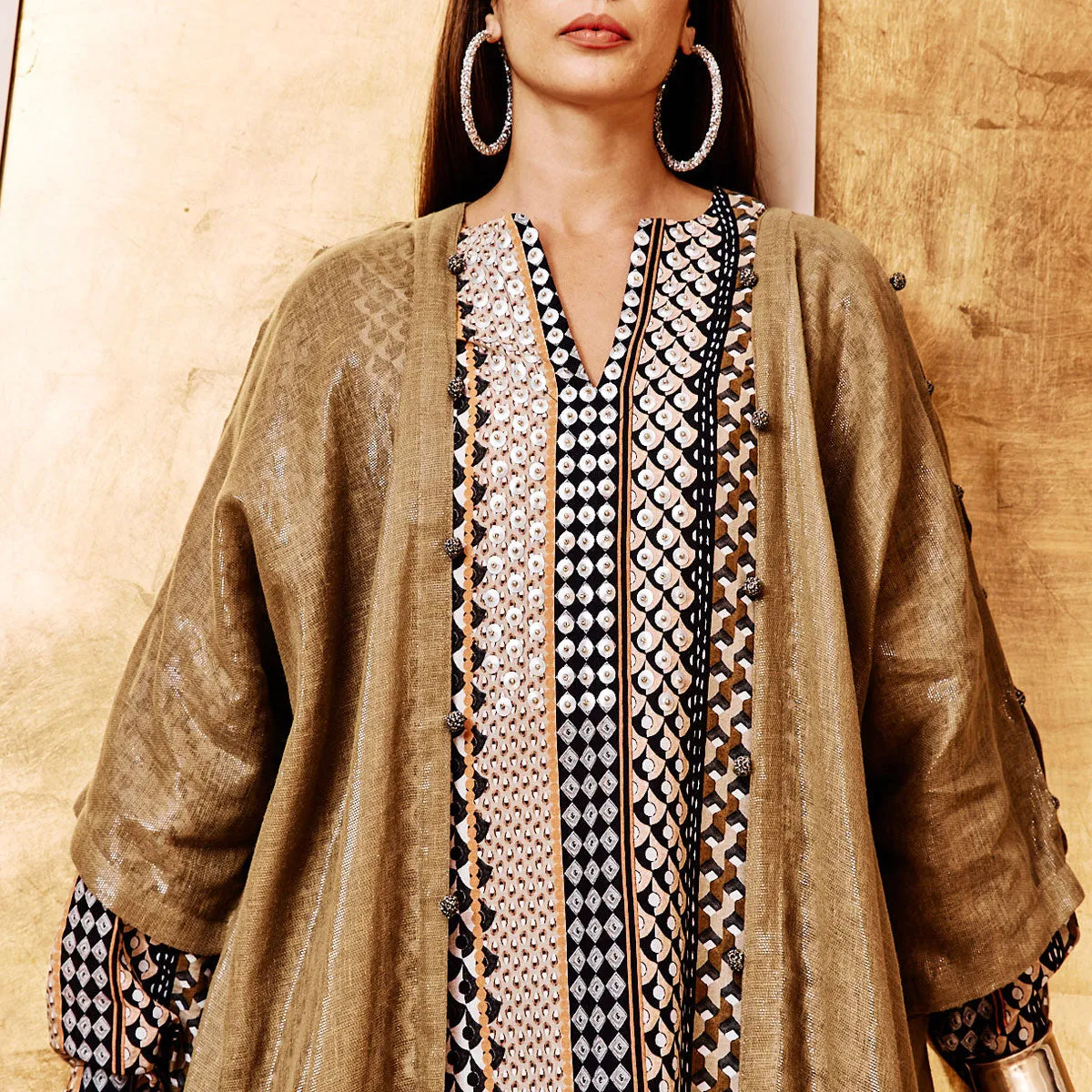 CROCHET DROPS ON OLIVE ABAYA