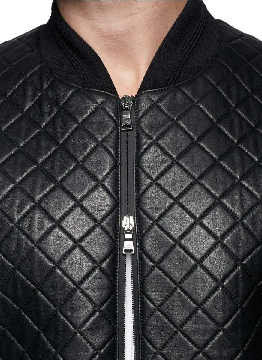 David Beckham Black Leather Quilted Jacket