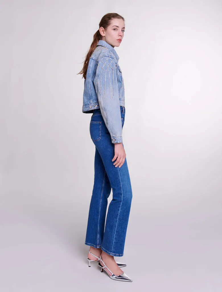 Denim jacket with rhinestones