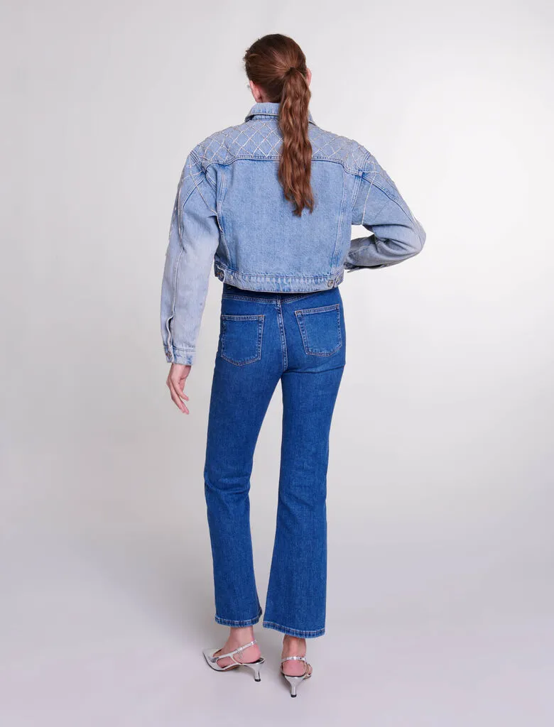 Denim jacket with rhinestones