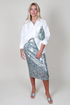 DEREK LAM | Alissa Sequin Midi Skirt - Teal Multi