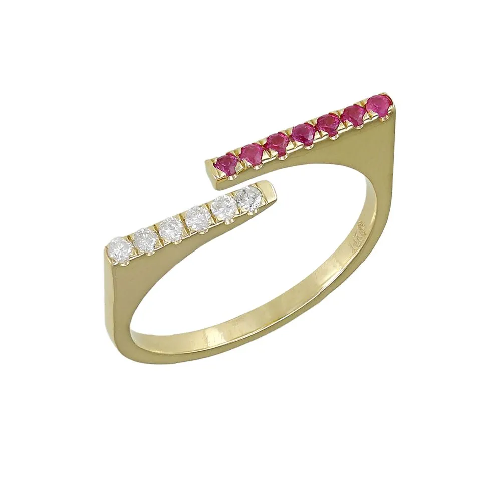 Diamond & Pink Sapphire Adjustable Ring in US Size 6