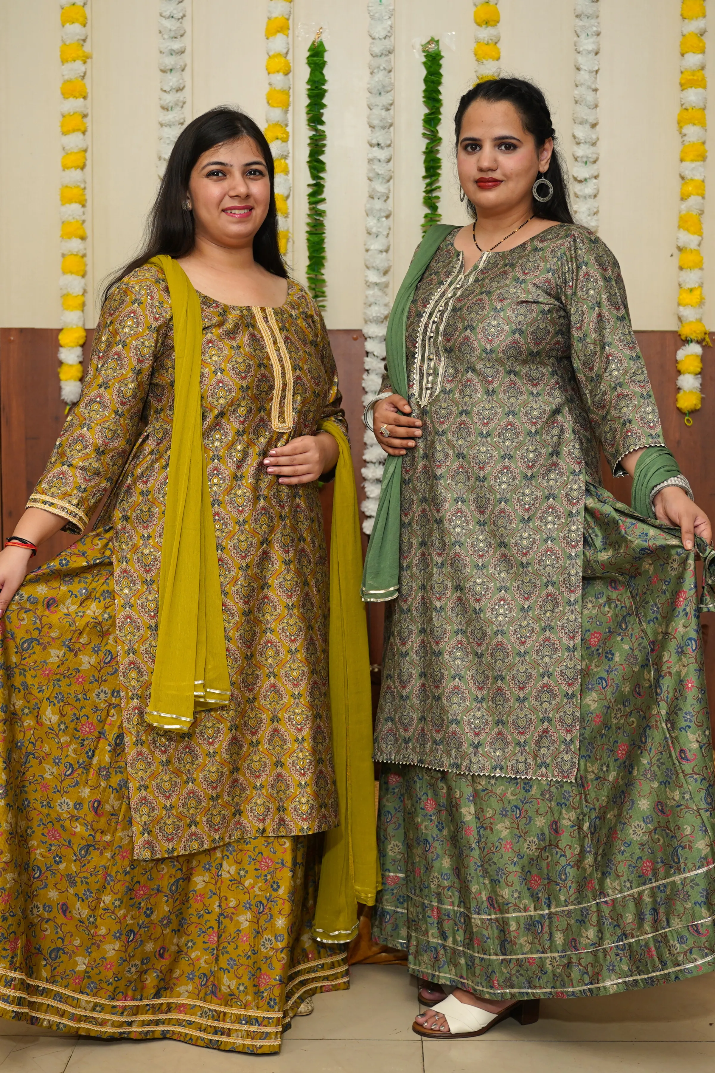 Dusty Olive Foiled Skirt Suit