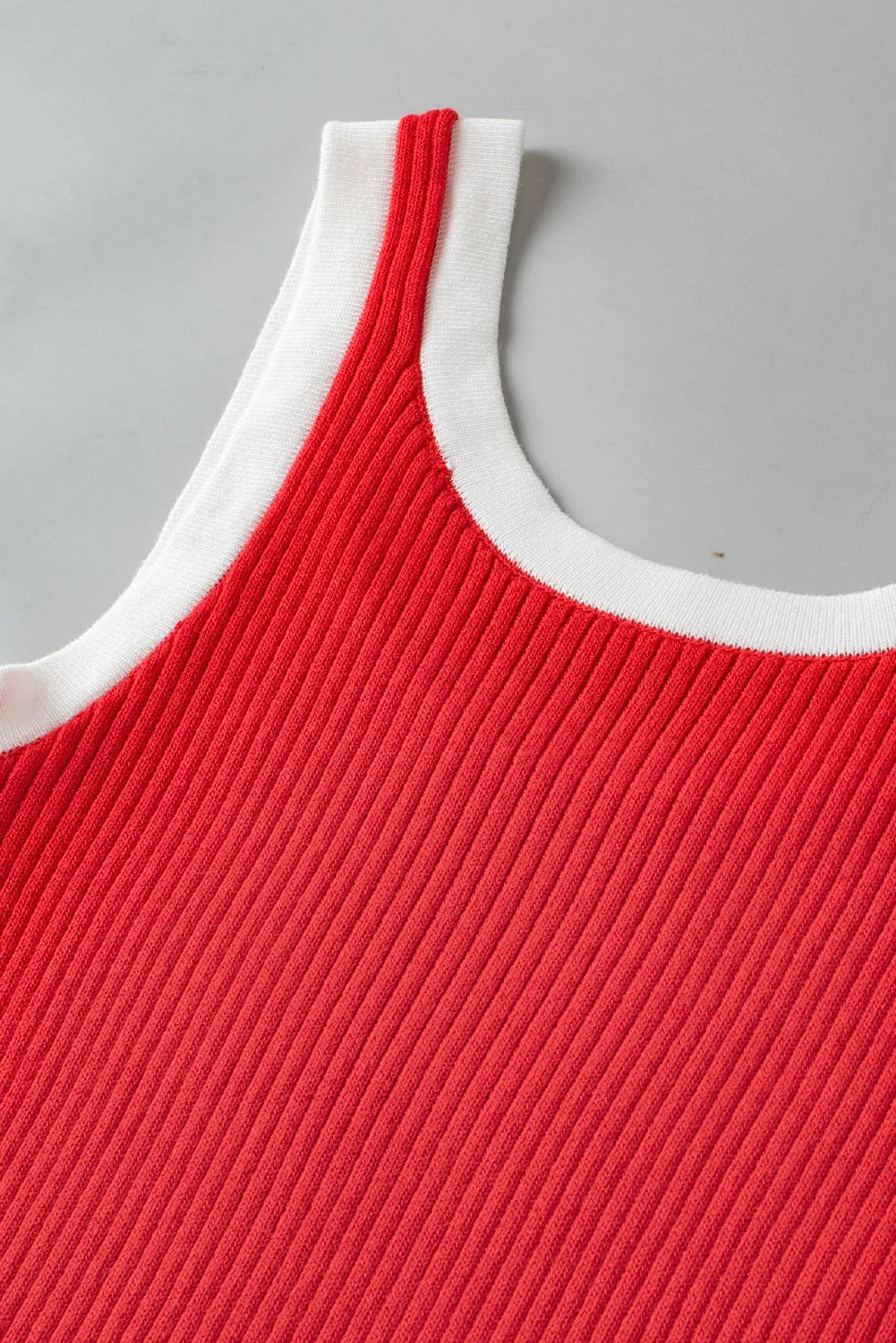 Edge Ribbed Knit U Neck Tank Top