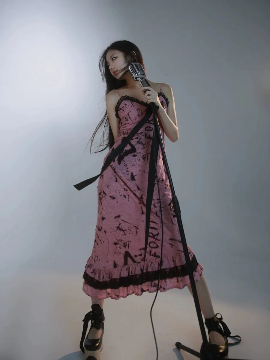 [Evil tooth] Punk Rose Mermaid Tail Design Midi Dress