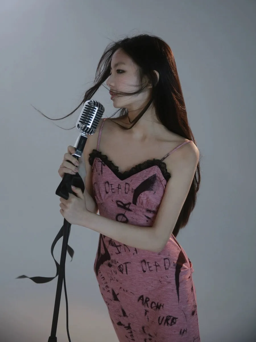 [Evil tooth] Punk Rose Mermaid Tail Design Midi Dress