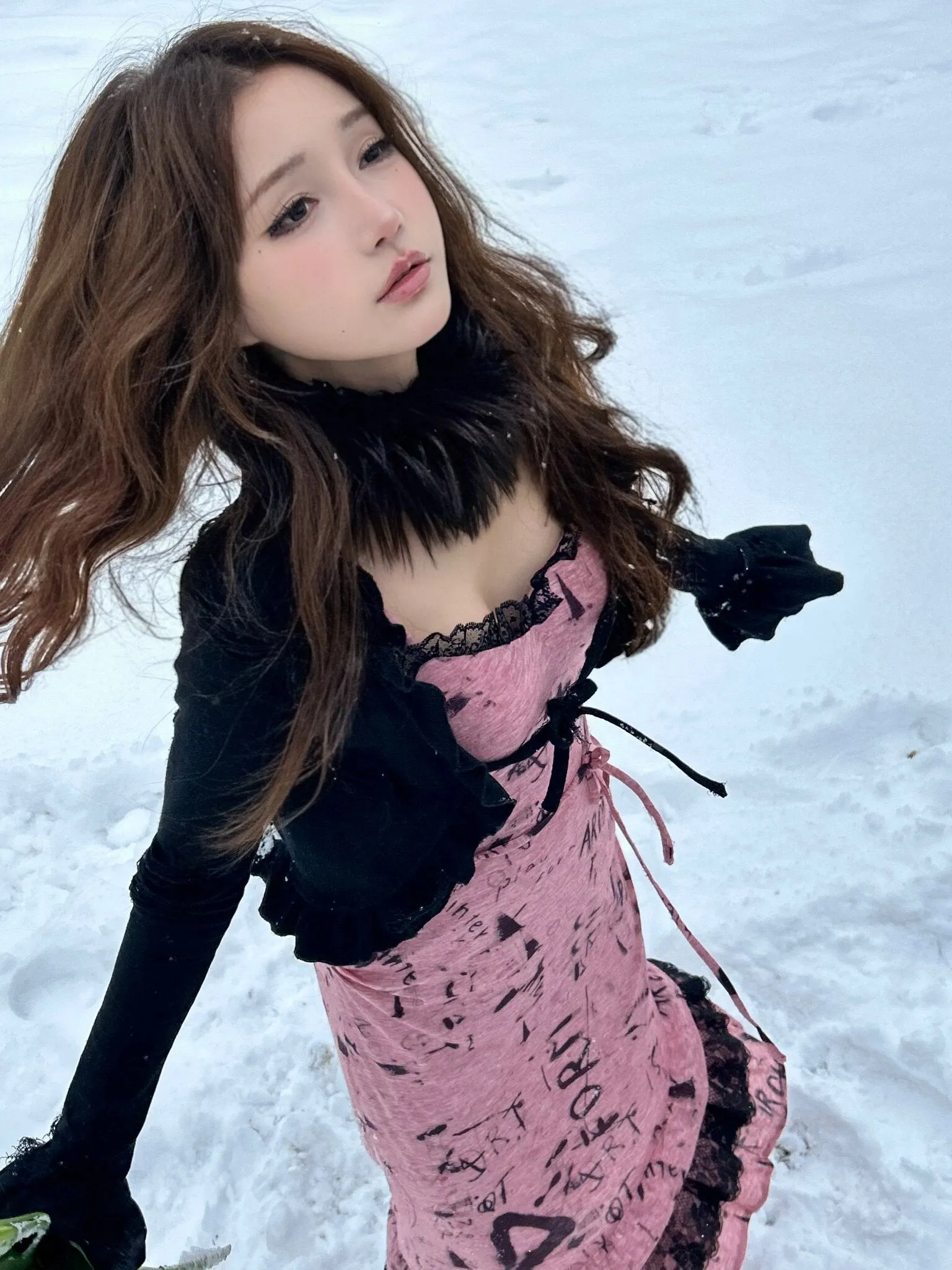 [Evil tooth] Punk Rose Mermaid Tail Design Midi Dress