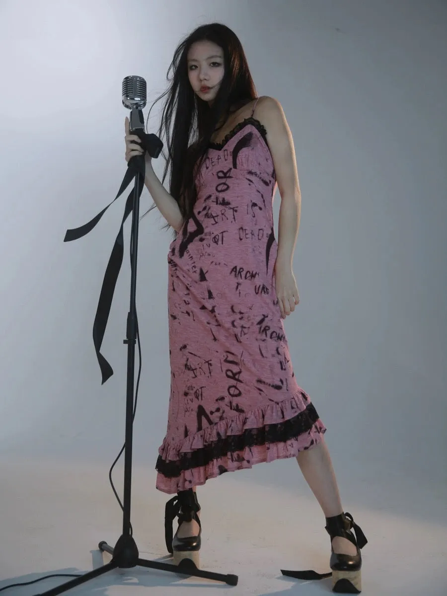 [Evil tooth] Punk Rose Mermaid Tail Design Midi Dress