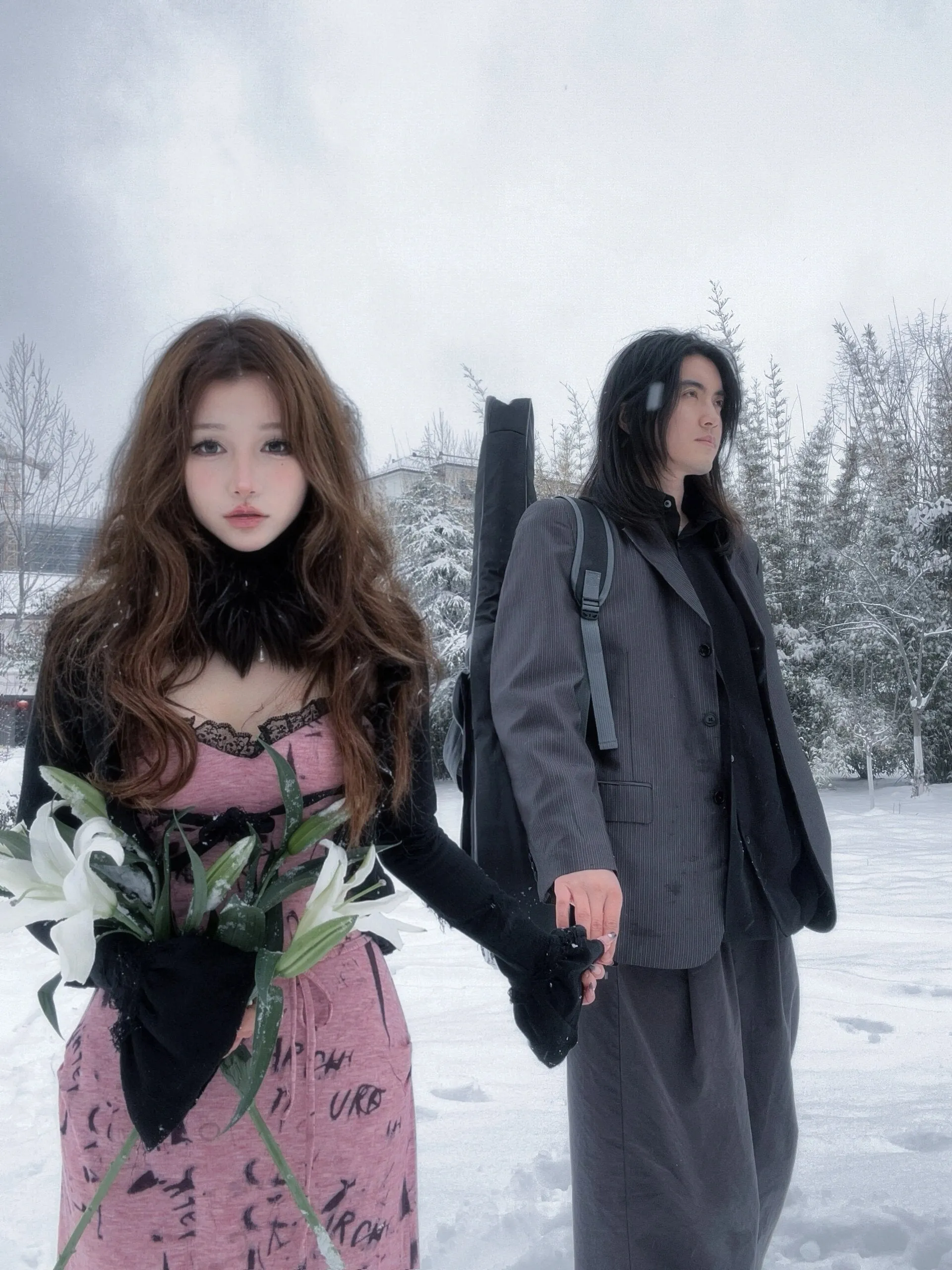 [Evil tooth] Punk Rose Mermaid Tail Design Midi Dress