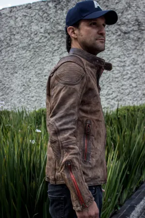 FALLOUT Leather Jacket  Stone Washed   - Cafe Racer