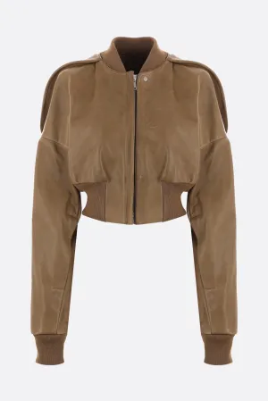 Flight leather cropped bomber jacket
