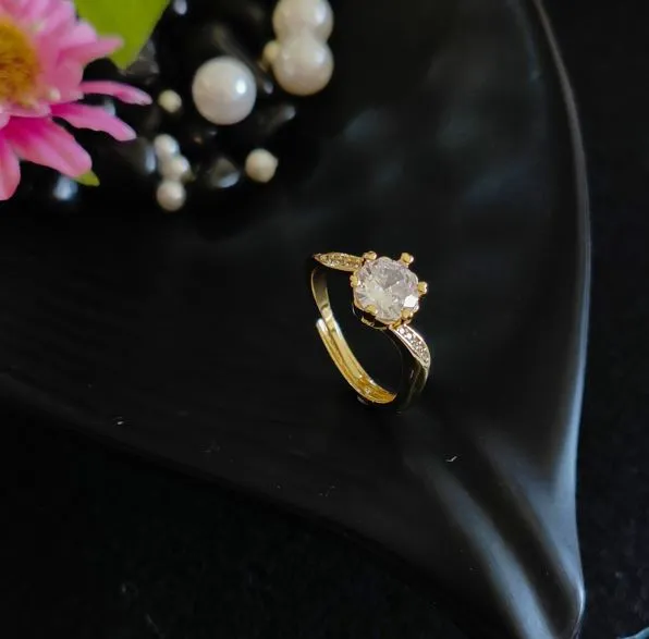 Gold/Silver Plated Cubic Zicronia Adjustable Finger Ring