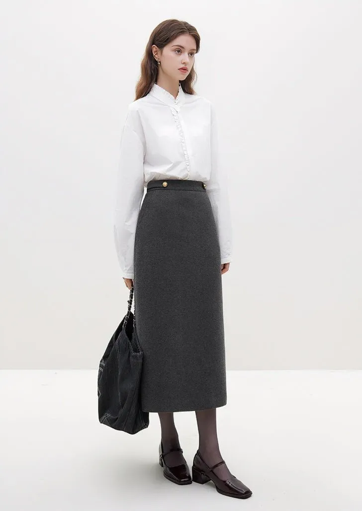 GRAY FRAGRANCE MIDI SKIRT