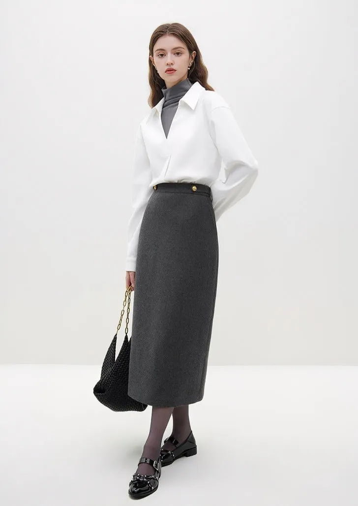 GRAY FRAGRANCE MIDI SKIRT