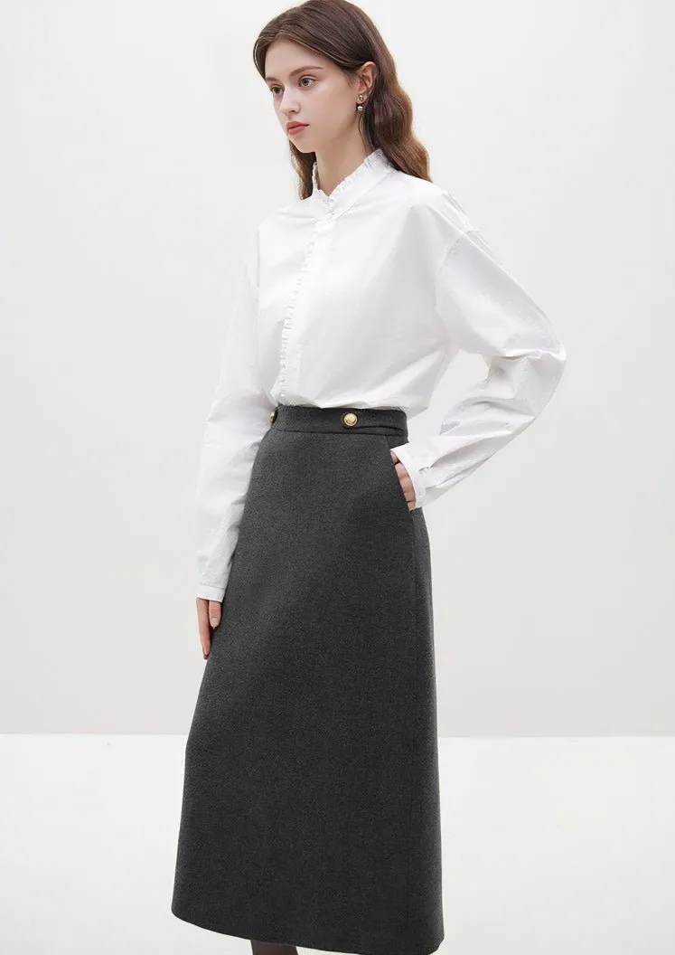 GRAY FRAGRANCE MIDI SKIRT