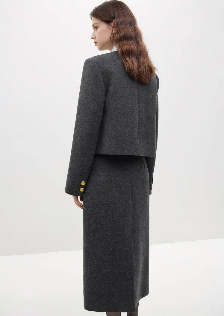 GRAY FRAGRANCE MIDI SKIRT