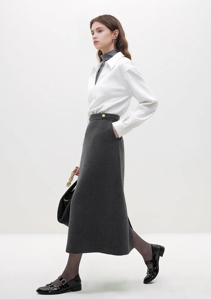 GRAY FRAGRANCE MIDI SKIRT