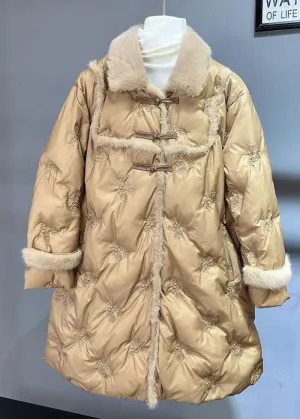 Italian Yellow Mink Hair Patchwork Duck Down Down Coat Winter LY9405