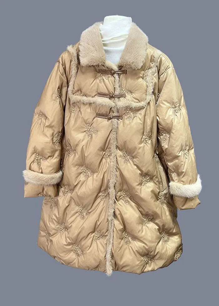 Italian Yellow Mink Hair Patchwork Duck Down Down Coat Winter LY9405