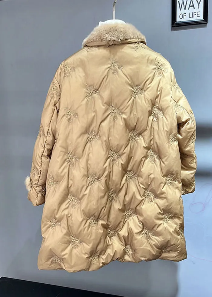 Italian Yellow Mink Hair Patchwork Duck Down Down Coat Winter LY9405
