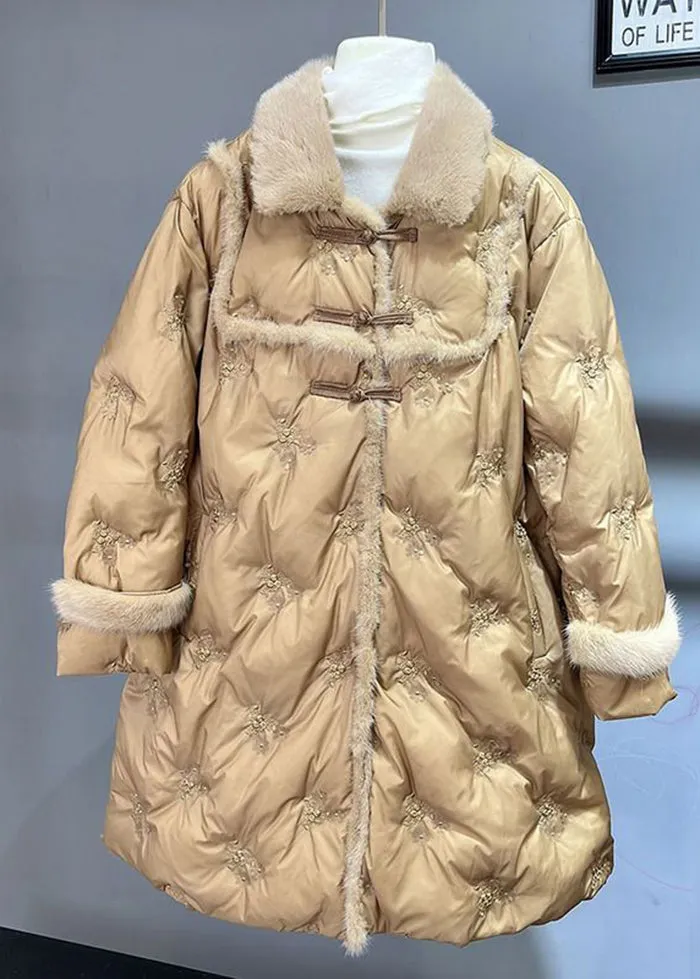 Italian Yellow Mink Hair Patchwork Duck Down Down Coat Winter LY9405