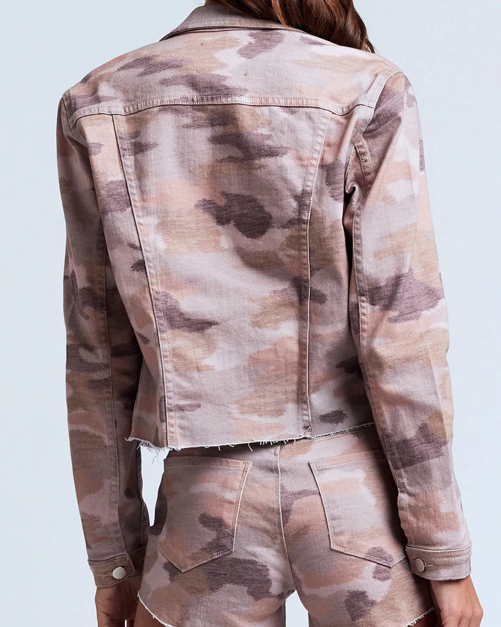 Janice Crop Jean Jacket In Pink Camo