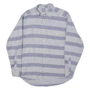 JOHNS&GREEN Mens Shirt Blue 90s Striped Long Sleeve L
