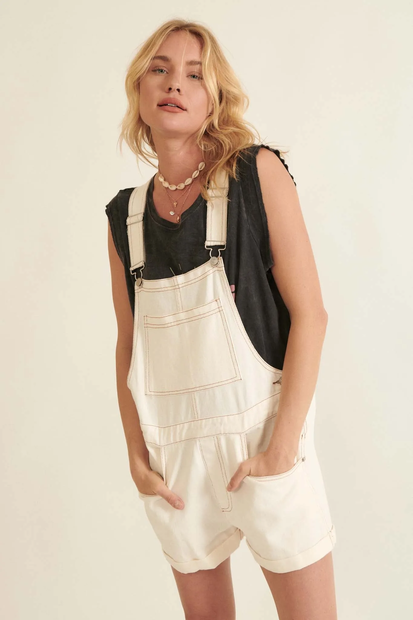 Jump for Joy Denim Overall Romper